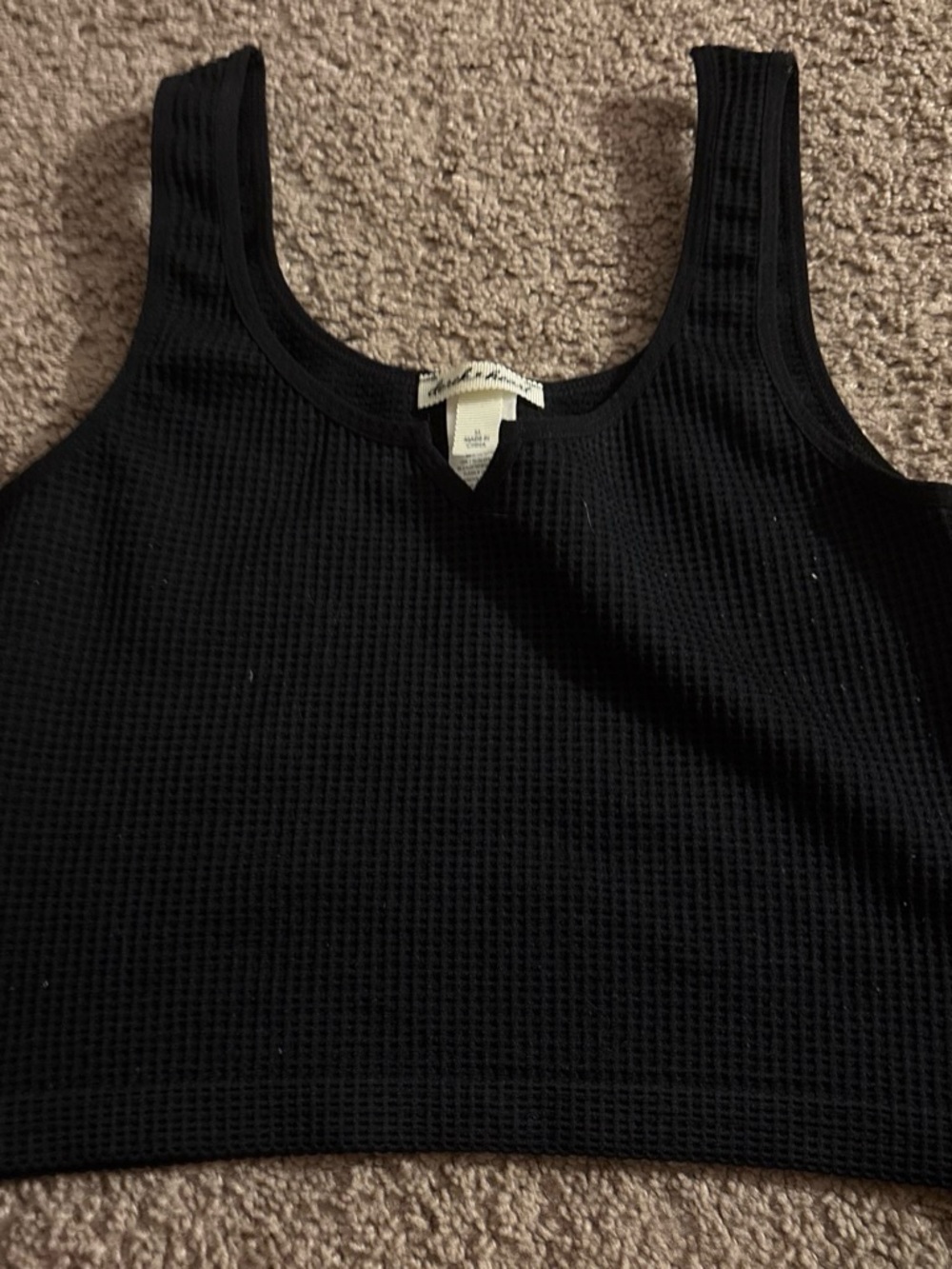 Derek Heart Black Waffle Knit Tank Top